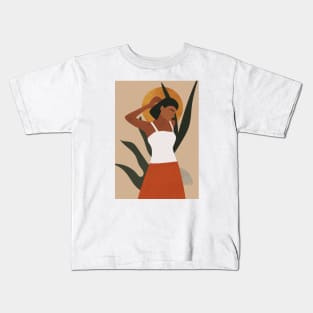 Indian Woman, Modern Boho Art Kids T-Shirt